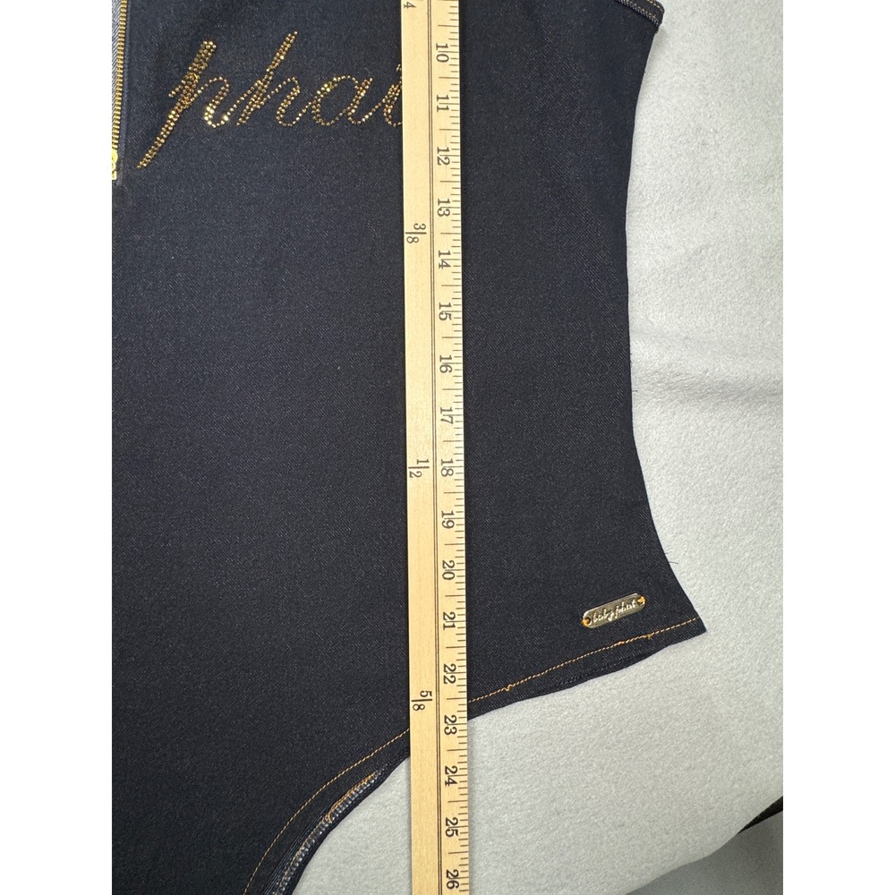 Baby Phat Denim Bodysuit 2X Rhinestone Logo Thong Snap Crotch NWT Y2K Baddie - Picture 12 of 15